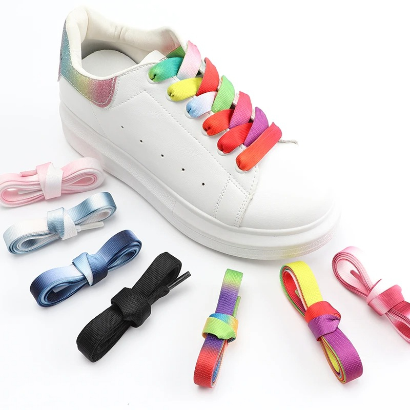 Women Shoes Mk - Rainbow Gradient Flat Shoelaces 1.2CM Width