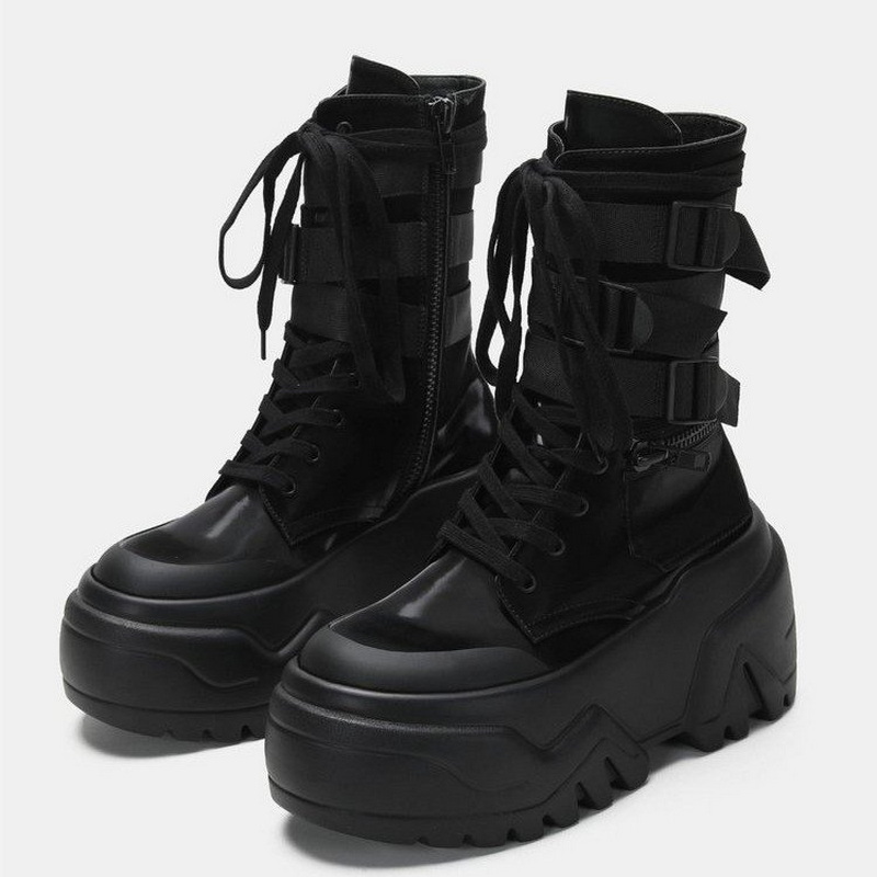 Women Shoes Size Chart - Hot Fashion Women Chunky Platform Motorcycle