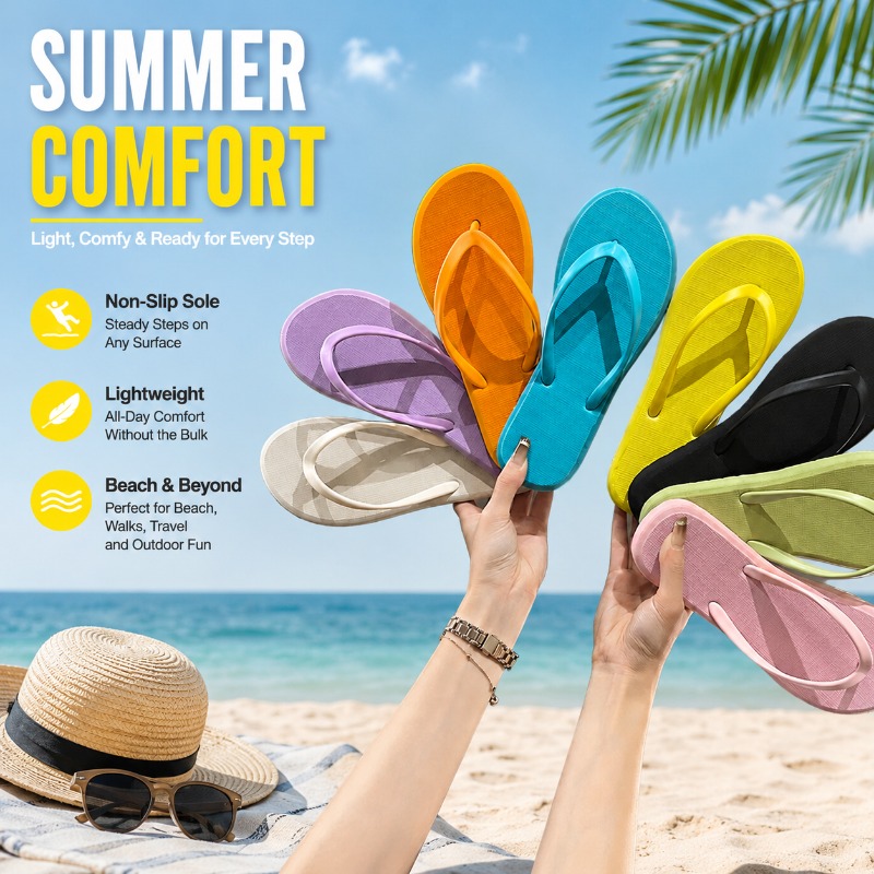 Women Shoes For Walking - Cute Solid Color Women Flip Flops