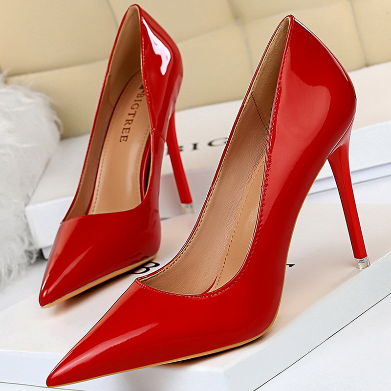 Patent Leather Pump - BIGTREE Shoes Patent Leather Shoes Woman