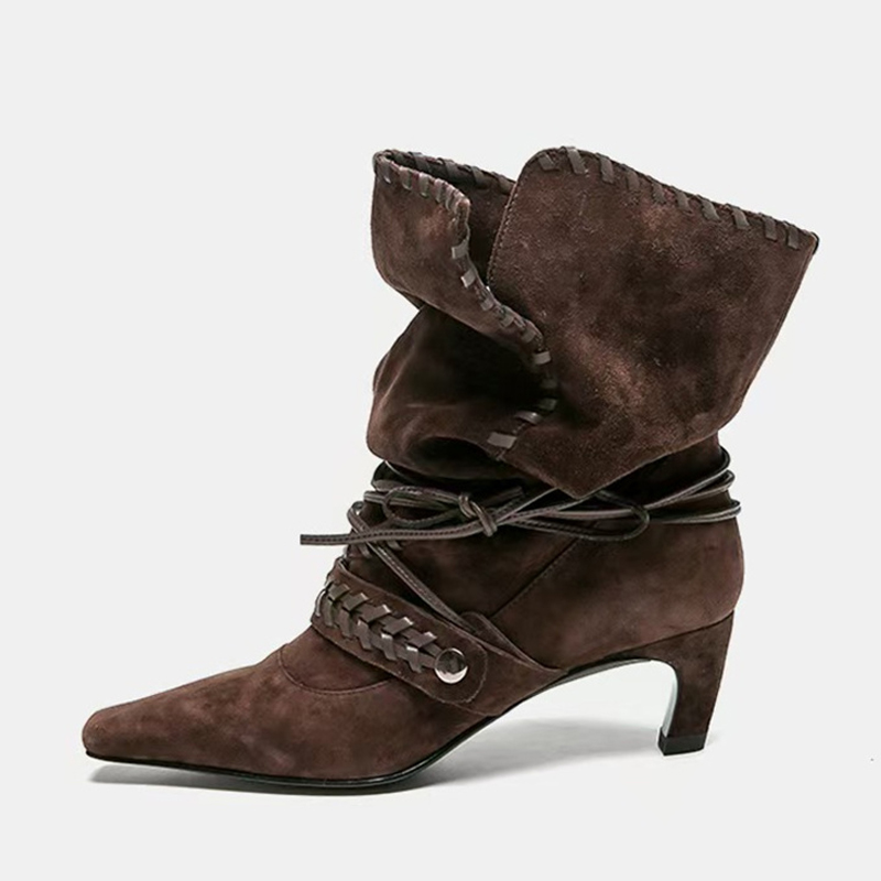 Women'S Shoes Chelsea - Liyke Autumn Winter Brown Suede Weave