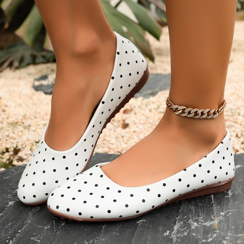 Ladies White Polka Dot Flats R - Women Shoes For Walking 评论和价格