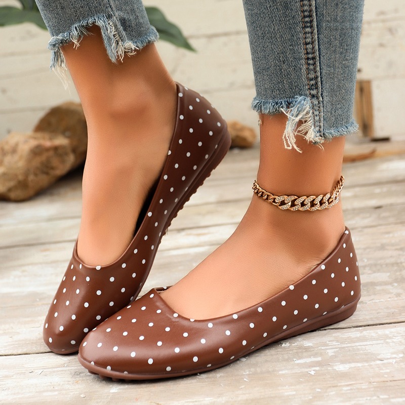 Ladies White Polka Dot Flats R - Women Shoes For Walking 评论和价格