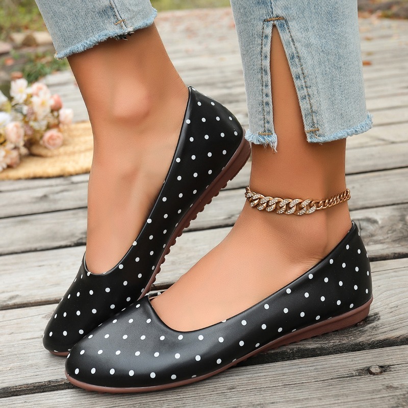 Ladies White Polka Dot Flats R - Women Shoes For Walking 评论和价格