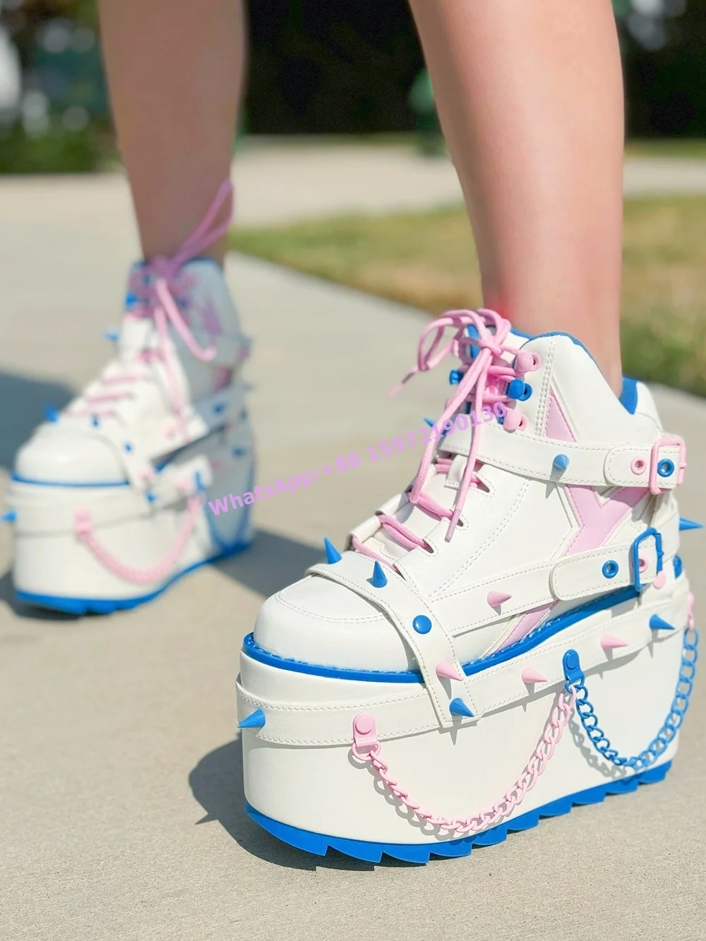 Lace Black Pink Belt Bat Boots - Women Shoes Size Chart 评论和价格