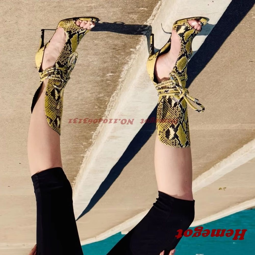 Yellow Snake Print Gladiator S - Women'S Shoes Yellow 评论和价格