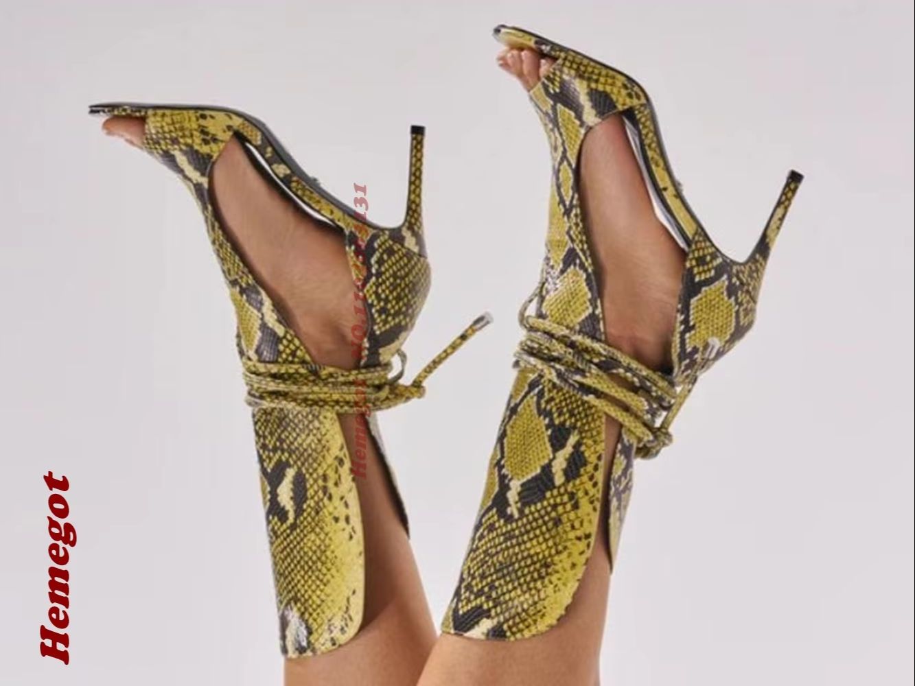 Yellow Snake Print Gladiator S - Women'S Shoes Yellow 评论和价格