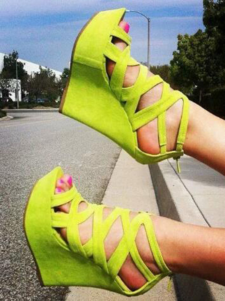 Bright Yellow Suede Cuts Out H - Women'S Shoes Yellow 评论和价格