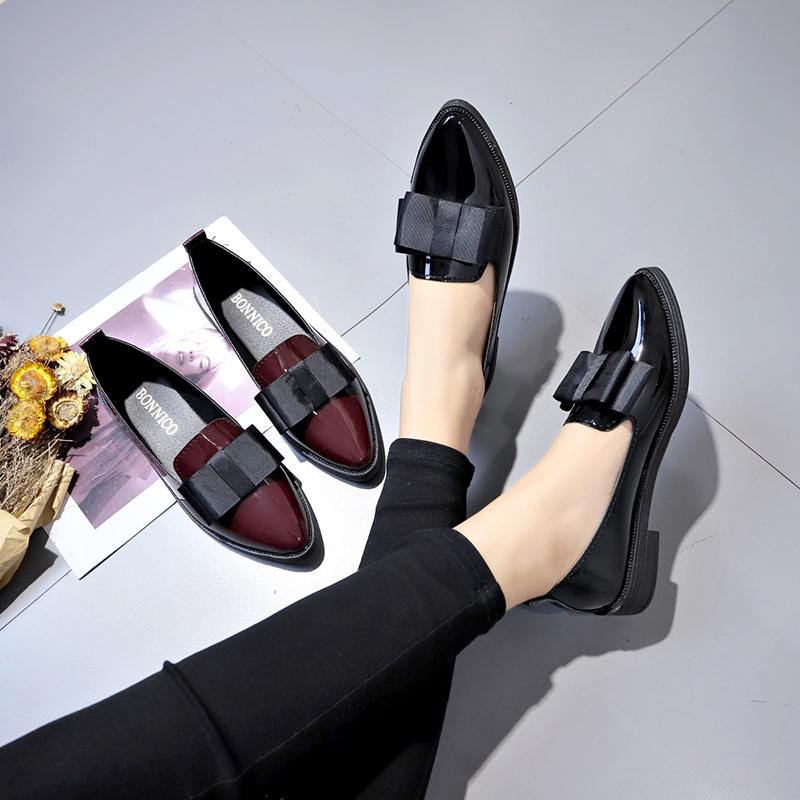 Black/ Wine Red Patent Leather - Women Shoes Black 评论和价格