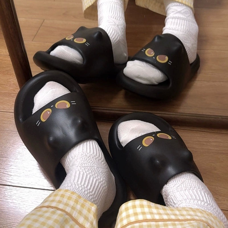 New Cute 3D Black Cat Paw Slid - Women Shoes Black 评论和价格