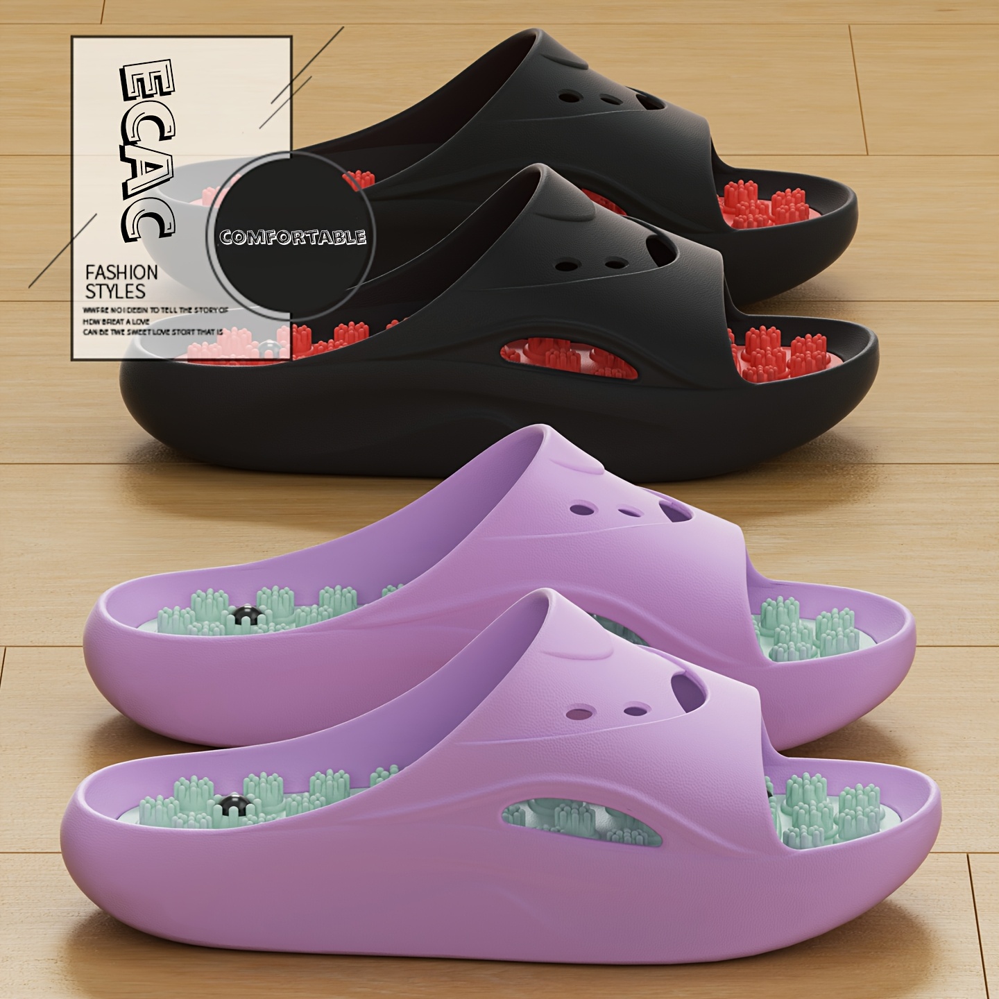 Women Men EVA Massage Slippers - Mule Slip On 评论和价格