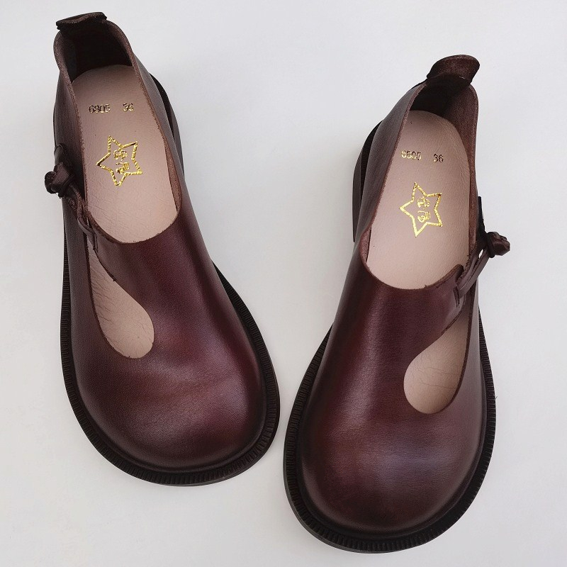 Careaymade-Genuine Leather Big - Women Shoes Black 评论和价格