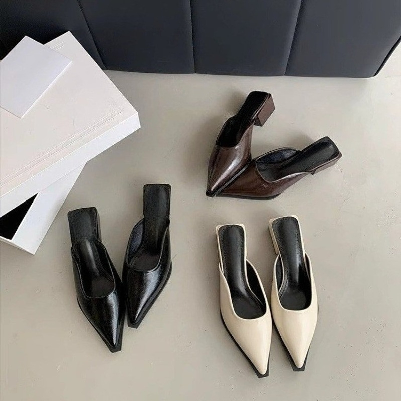 New Mid Heel Slippers Close To - Mule Slip On 评论和价格