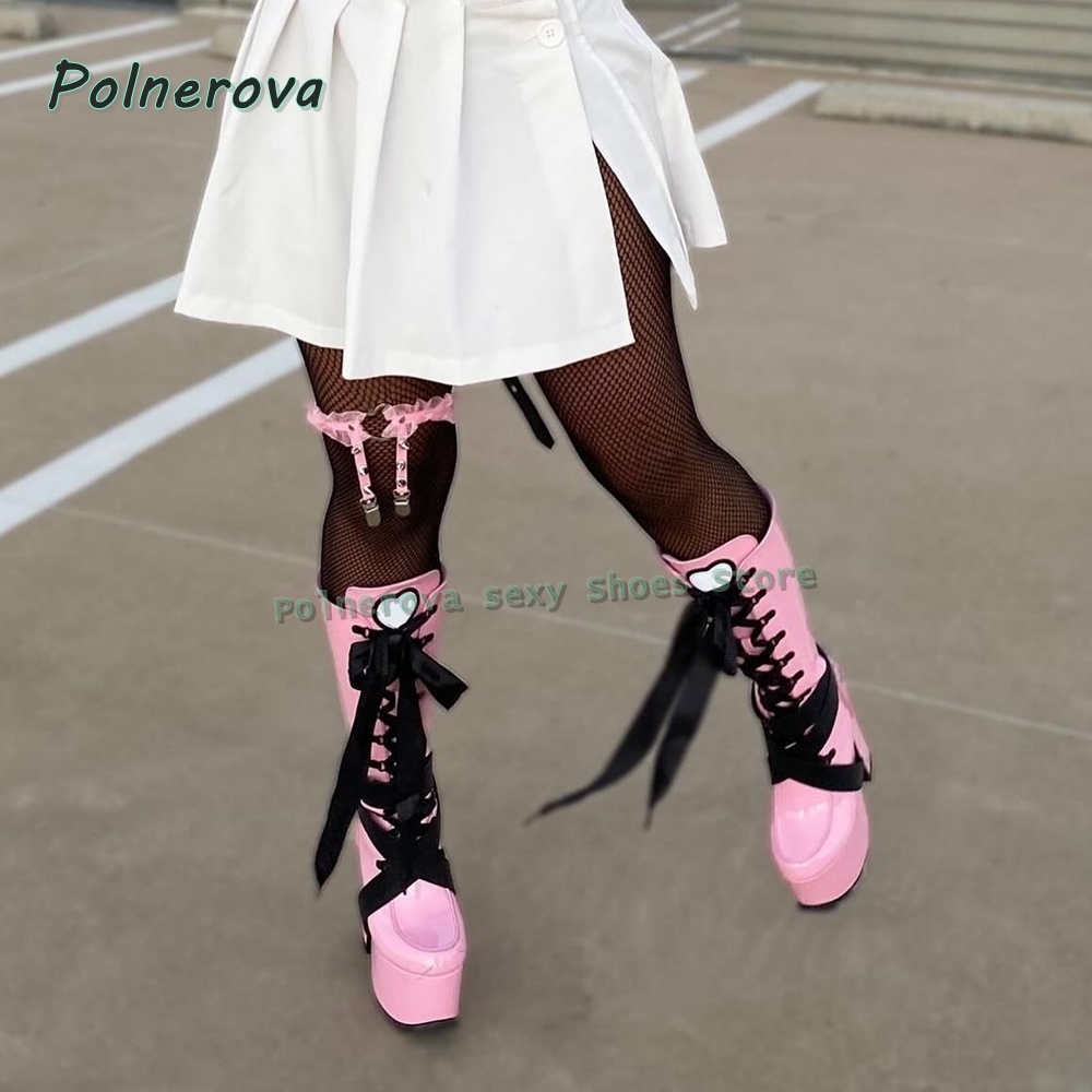 Women's Pink Platform Knee Hig - Women Shoes Size Chart 评论和价格