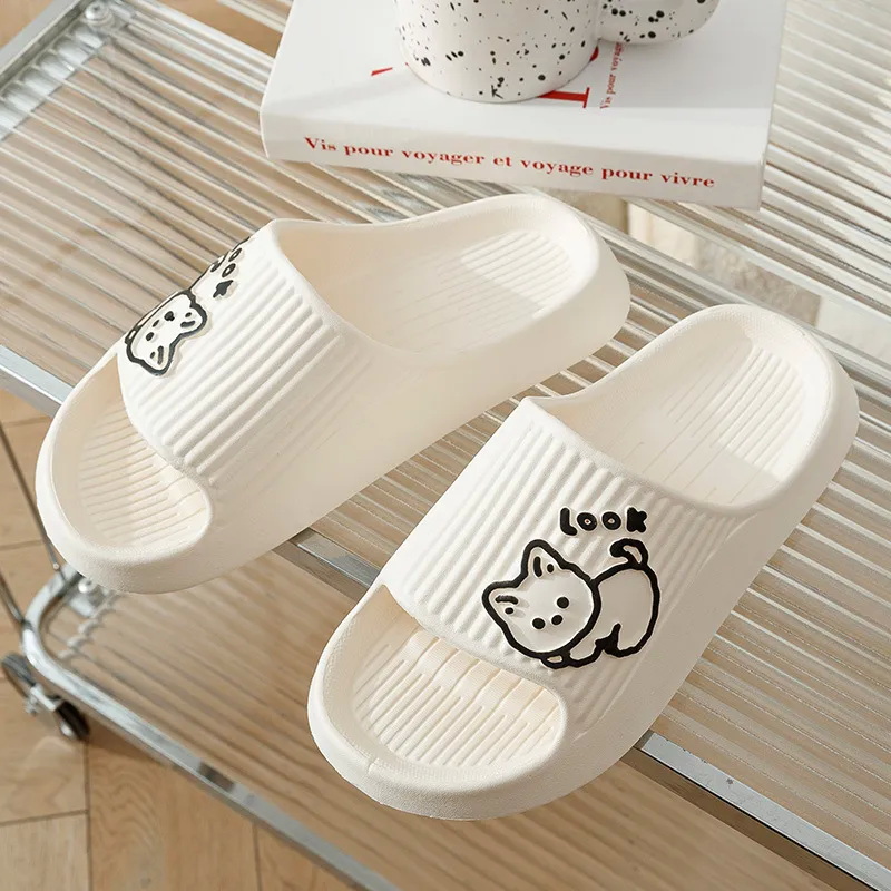 Summer Kawaii Cats Slippers Wo - Women Shoes Black 评论和价格