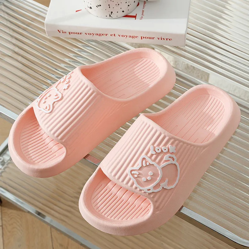 Summer Kawaii Cats Slippers Wo - Women Shoes Black 评论和价格